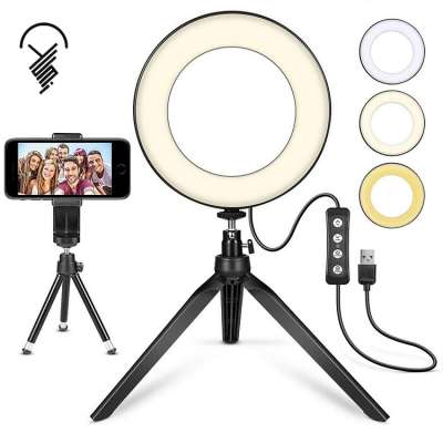 Hot selling dimmable led ring light with tripod selfie ring fill light for phone laptop